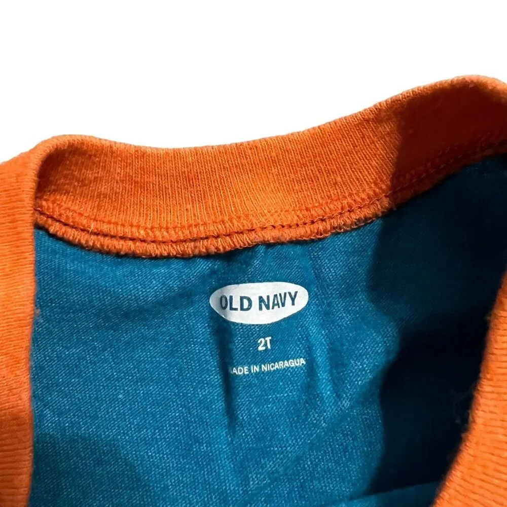 Old Navy 2T Blue & Orange Raglan Shirt